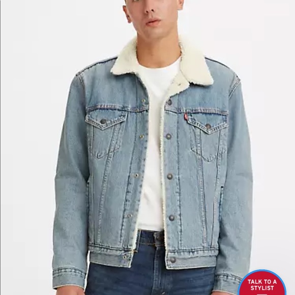 Levi Denim Trucker Jacket with Sherpa Lining - Picture 5 of 6